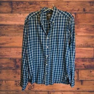 5 for $25🔥H&M Fitted Blue Plaid Long Sleeve Button Front Shirt Medium
